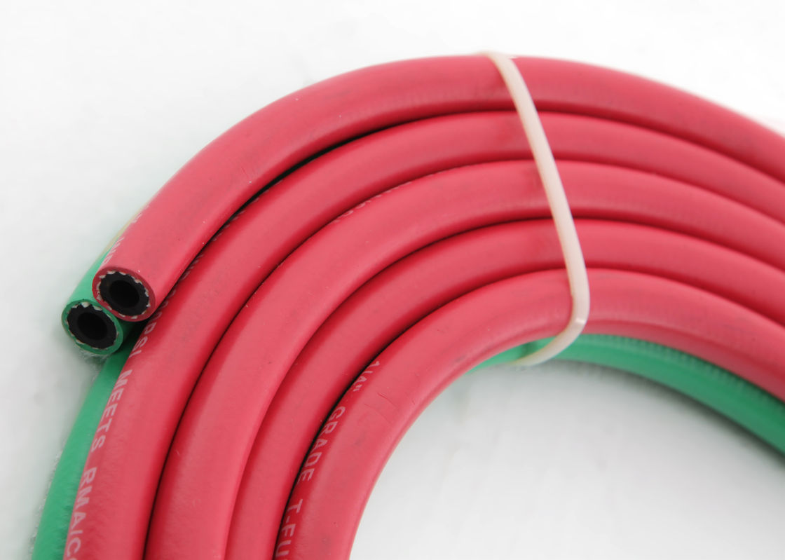 شیلنگ دوقلو قرمز / سبز 1/4 اینچ مقاوم در برابر شعله برای جوشکاری گاز