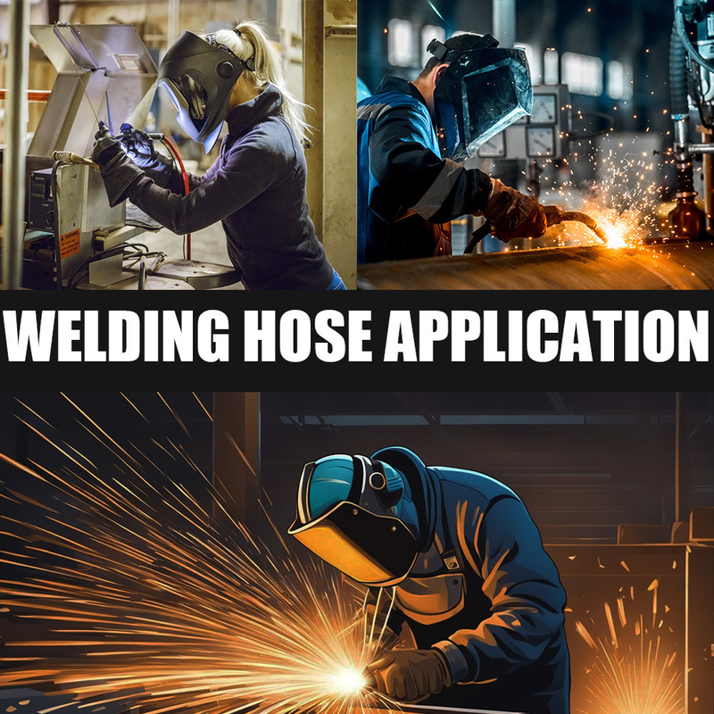 درجه T مقاومت در برابر فرسایش Reducer Twin Welding Hose نارنجی 3/8' آبی 1/4'