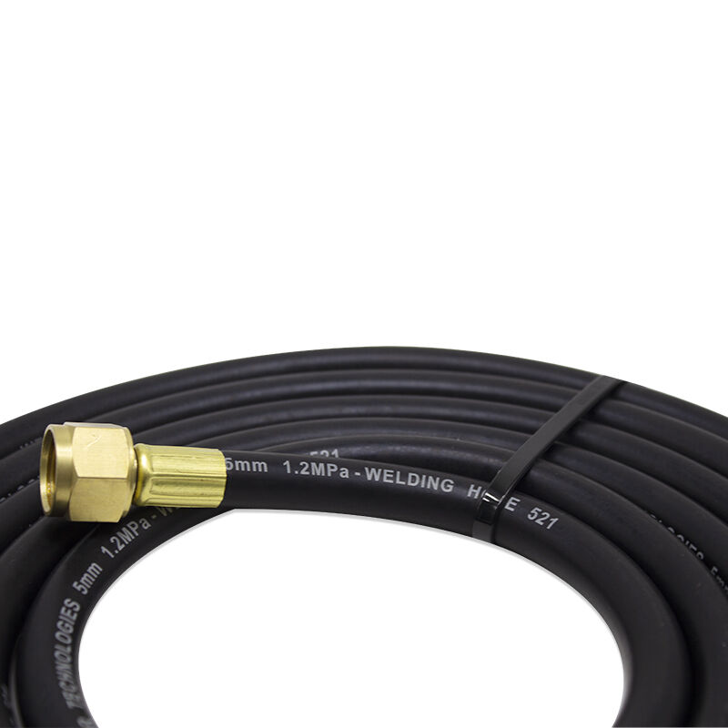 شلنگ جوشکاری دوقلو فشار بالا 300 PSI با ساختار لاستیکی انعطاف‌پذیر و اتصالات برنجی متحرک