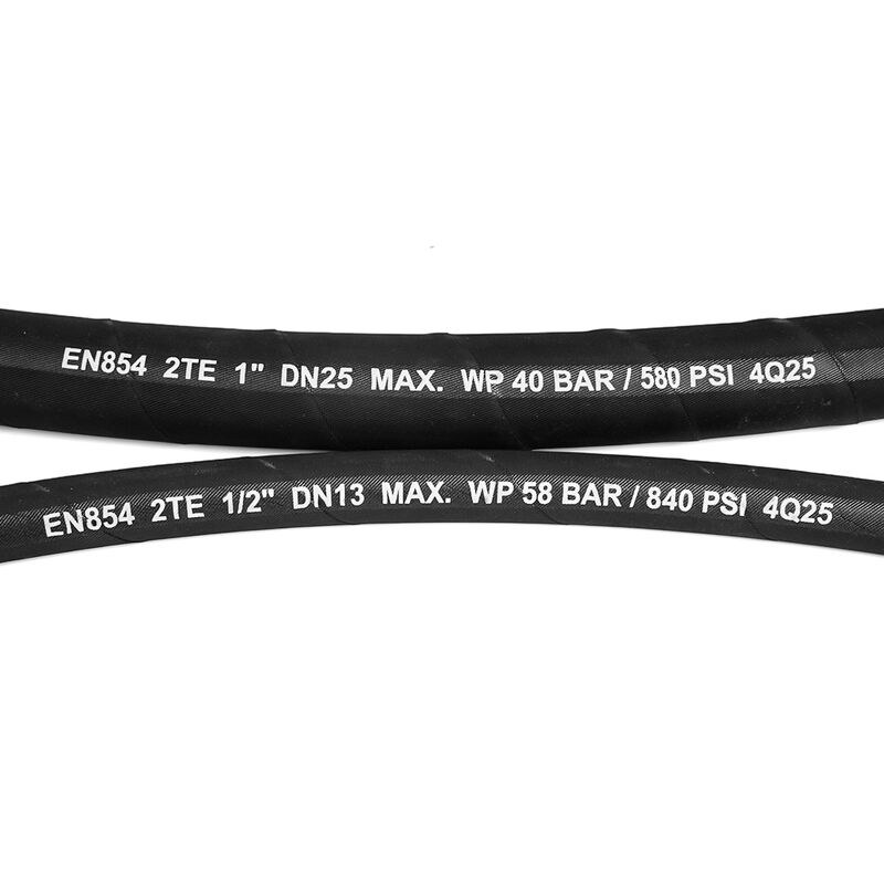 شیلنگ هیدرولیک لاستیکی تقویت شده با پارچه EN 854 2TE با روکش مقاوم در برابر روغن و آب و هوا و طول قابل تنظیم